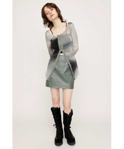 SLY（スライ）の「F/LEATHER TIGHT S/SK フェイクレザー タイト ショートスカート（スカート・レディース・カーキ/アイボリー/ブラウン・1/0）」の7枚目の写真