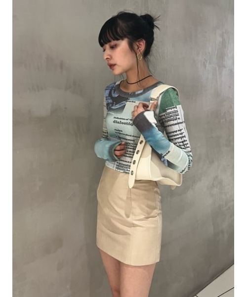 SLY（スライ）の「F/LEATHER TIGHT S/SK フェイクレザー タイト ショートスカート（スカート・レディース・カーキ/アイボリー/ブラウン・1/0）」の20枚目の写真