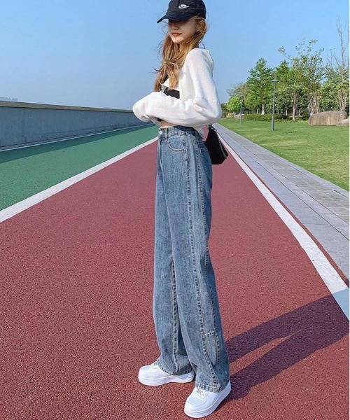 レディース ストレートパンツ サイド ライン ジーンズ c1031 ジーンズ デニム デニムパンツ サイドライン ストレッチ