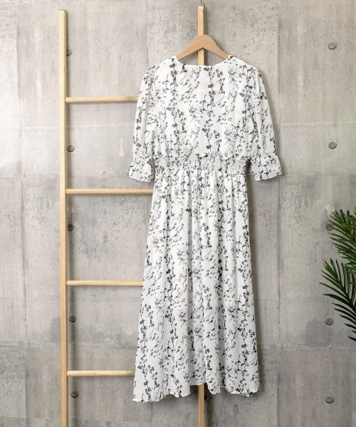セール】花柄 フレアワンピース春夏カシュクール風（ワンピース