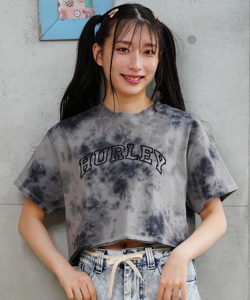 tシャツ Hurley/ハーレー Tシャツ 半袖 ショート丈 クロップ丈 アーチロゴ プリント ヘビーウェイト WSS2421021 レディース Hurley ハーレー レディース Tシャツ 半袖 ショート丈 クロップ