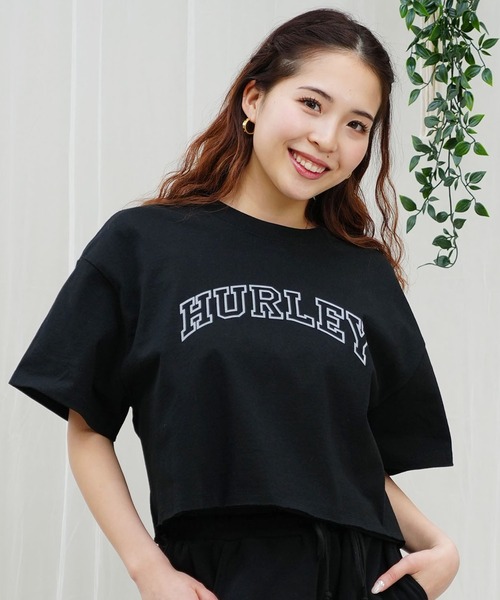 tシャツ Hurley/ハーレー Tシャツ 半袖 ショート丈 クロップ丈 アーチロゴ プリント ヘビーウェイト WSS2421021 レディース Hurley/ハーレー Tシャツ 半袖 ショート丈 クロップ丈