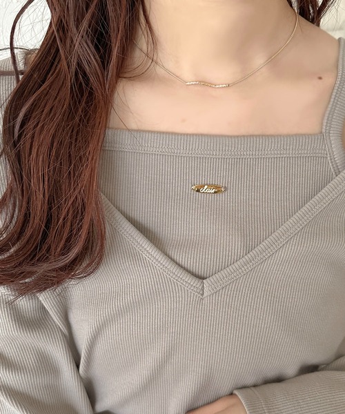apres jour clair(アプレジュールクレア)の「【apres jour clair】チャーム付レイヤードトップス【ZOZOTOWN限定アイテム】(Tシャツ/カットソー・レディース・グレー/アイボリー・フリー/X-LARGE)」の7枚目の写真