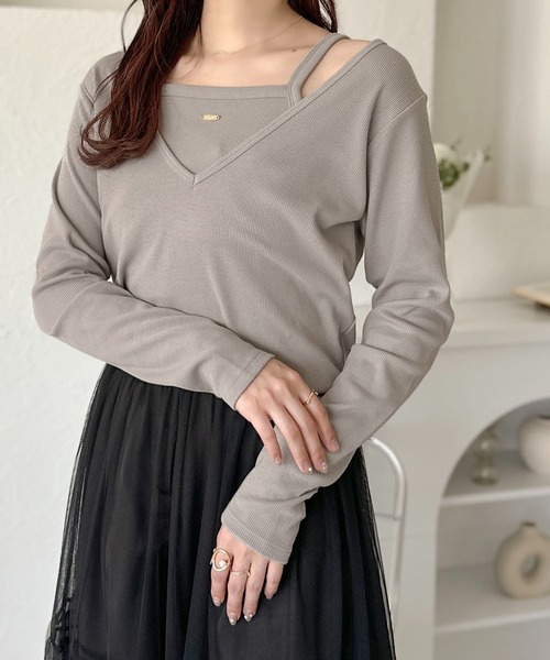 apres jour clair(アプレジュールクレア)の「【apres jour clair】チャーム付レイヤードトップス【ZOZOTOWN限定アイテム】(Tシャツ/カットソー・レディース・グレー/アイボリー・フリー/X-LARGE)」の9枚目の写真