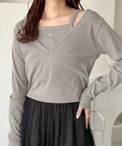 apres jour clair(アプレジュールクレア)の「【apres jour clair】チャーム付レイヤードトップス【ZOZOTOWN限定アイテム】(Tシャツ/カットソー・レディース・グレー/アイボリー・フリー/X-LARGE)」の10枚目の写真