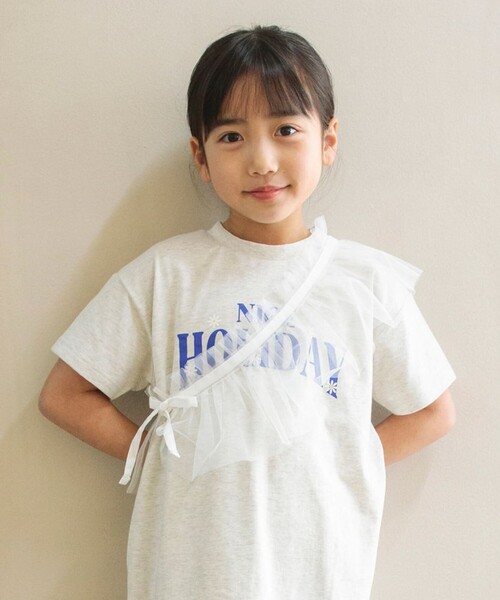 DRC branshes（ディーアールシーブランシェス）の「【WEB限定/DRC/お肌に嬉しい綿100％】グラフィック半袖ワンピース+チュールマルチフリルセット（ワンピース・キッズ・チャコールグレー/その他1/その他2/その他3/カラフル/ブラック・100/90/110/140/120/150/130）」の8枚目の写真