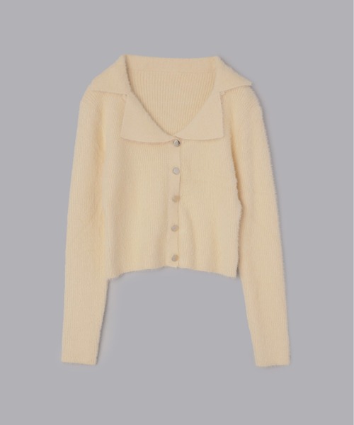 Olu.（オルドット）の「フェザーデザインカラーカーディガン（ニット/セーター・レディース・ライトグレー/アイボリー・FREE）」の8枚目の写真