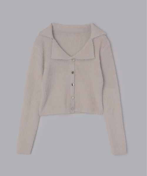 Olu.（オルドット）の「フェザーデザインカラーカーディガン（ニット/セーター・レディース・ライトグレー/アイボリー・FREE）」の7枚目の写真