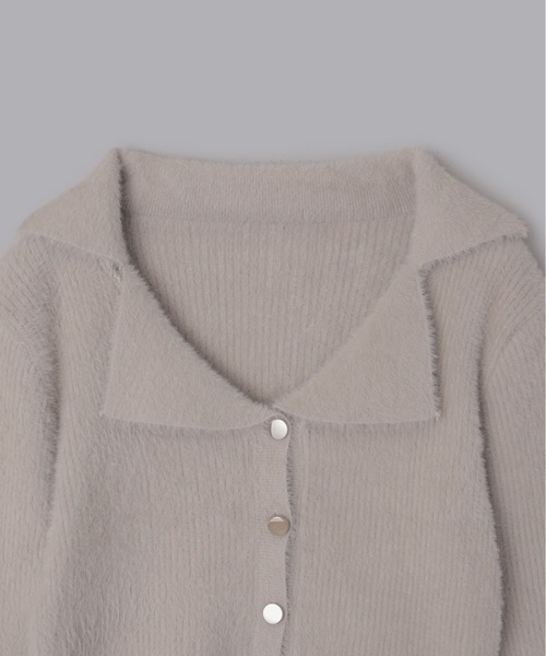 Olu.（オルドット）の「フェザーデザインカラーカーディガン（ニット/セーター・レディース・ライトグレー/アイボリー・FREE）」の10枚目の写真