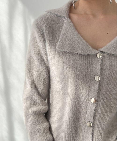 Olu.（オルドット）の「フェザーデザインカラーカーディガン（ニット/セーター・レディース・ライトグレー/アイボリー・FREE）」の20枚目の写真