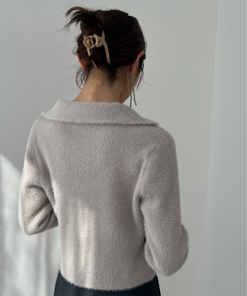 Olu.（オルドット）の「フェザーデザインカラーカーディガン（ニット/セーター・レディース・ライトグレー/アイボリー・FREE）」の21枚目の写真