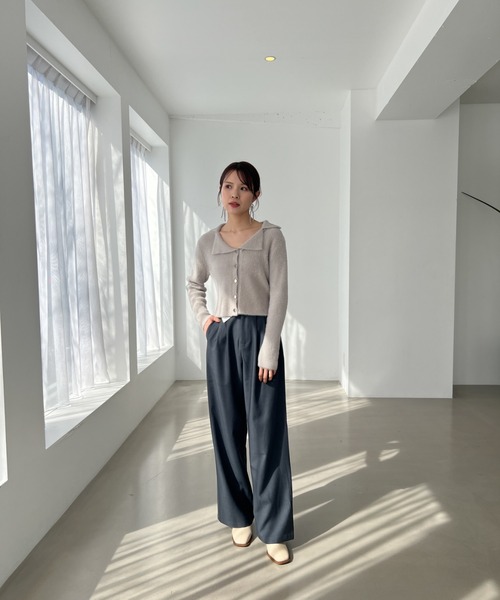 Olu.（オルドット）の「フェザーデザインカラーカーディガン（ニット/セーター・レディース・ライトグレー/アイボリー・FREE）」の22枚目の写真