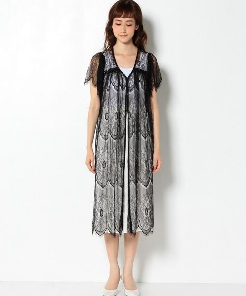 Another Edition（アナザーエディション）の「レースロングカーディガン/AEFC LACE LONG　CGN◆（カーディガン/ボレロ・レディース・オフホワイト/ブラック・フリー）」の4枚目の写真