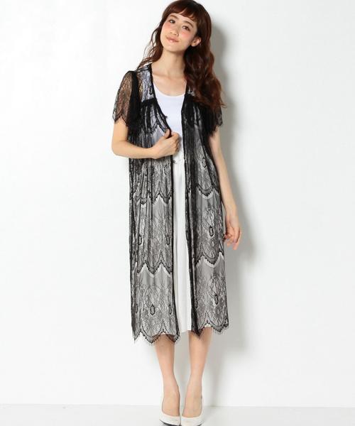 Another Edition（アナザーエディション）の「レースロングカーディガン/AEFC LACE LONG　CGN◆（カーディガン/ボレロ・レディース・オフホワイト/ブラック・フリー）」の6枚目の写真