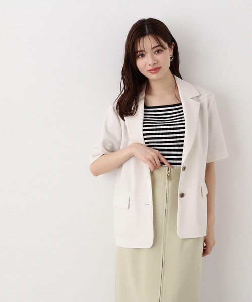 PROPORTION BODY DRESSING（プロポーションボディドレッシング）の「５分袖テーラージャケット / 1214150400（テーラードジャケット・レディース・ベージュ/ホワイト系その他・SMALL/MEDIUM）」の9枚目の写真