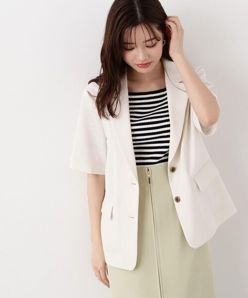 PROPORTION BODY DRESSING（プロポーションボディドレッシング）の「５分袖テーラージャケット / 1214150400（テーラードジャケット・レディース・ベージュ/ホワイト系その他・SMALL/MEDIUM）」の21枚目の写真