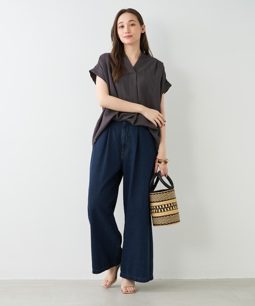 MICA&DEAL（マイカ＆ディール）の「ワイドデニムパンツ（デニムパンツ・レディース・ベージュ/インディゴブルー/ブルー・38/36）」の14枚目の写真