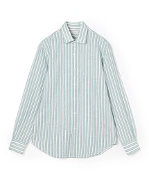 120/2コットン ストライプ ワイドスプレッドカラーシャツ