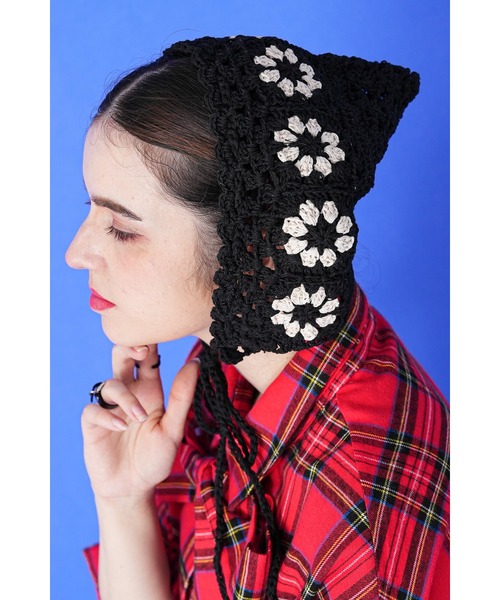 an meets zakka クロシェニット花柄バブーシュカ / 三角巾 フラワー