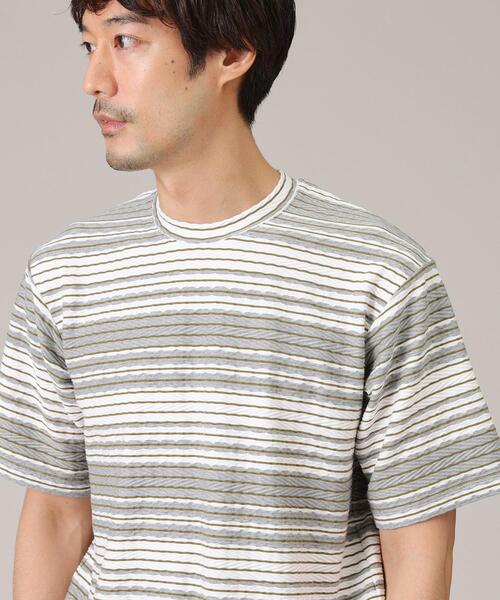 TAKEO KIKUCHI(タケオキクチ)の「◆ヘリンボンボーダー 半袖カットソー(Tシャツ/カットソー・メンズ・ブルー系7/ブルー系その他4/ライトグレー系2・01/02/03/04)」の5枚目の写真