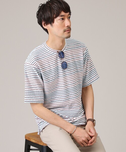 TAKEO KIKUCHI(タケオキクチ)の「◆ヘリンボンボーダー 半袖カットソー(Tシャツ/カットソー・メンズ・ブルー系7/ブルー系その他4/ライトグレー系2・01/02/03/04)」の10枚目の写真