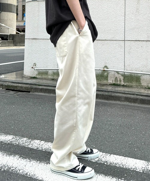 ILL'S（イルズ）の「ワイドテーパード リラックスイージー シェフパンツ ワークパンツ【ILL'S】（チノパンツ・メンズ・ブラック/ベージュ/ブラウン/アイボリー/カーキ/ネイビー/サックスブルー/グレー/チャコールグレー・S/M/L/XL/XXL）」の12枚目の写真