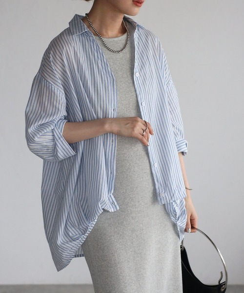 Fizz(フィズ)の「【Fizz/フィズ】 コットンボイル ストライプスキッパーブラウス(シャツ/ブラウス・レディース・ホワイト×ブルー/ネイビー×ホワイト/ホワイト×ネイビー・M)」の9枚目の写真