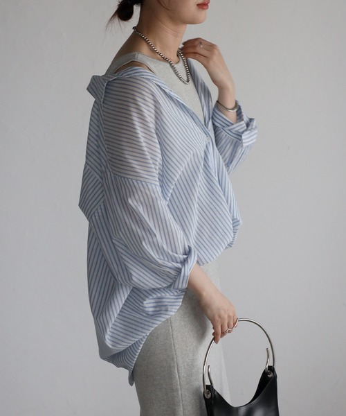 Fizz(フィズ)の「【Fizz/フィズ】 コットンボイル ストライプスキッパーブラウス(シャツ/ブラウス・レディース・ホワイト×ブルー/ネイビー×ホワイト/ホワイト×ネイビー・M)」の10枚目の写真