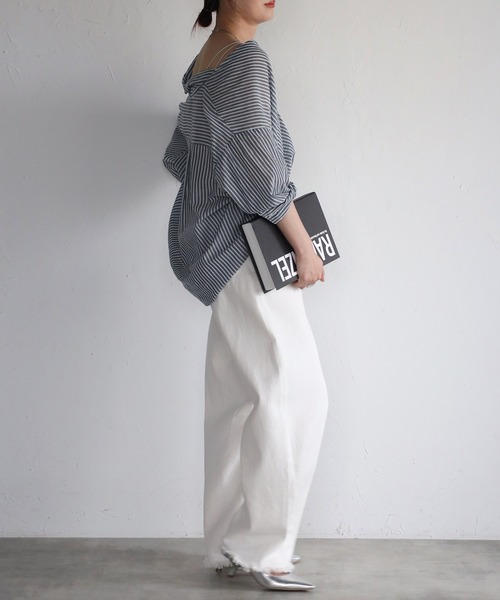 Fizz(フィズ)の「【Fizz/フィズ】 コットンボイル ストライプスキッパーブラウス(シャツ/ブラウス・レディース・ホワイト×ブルー/ネイビー×ホワイト/ホワイト×ネイビー・M)」の15枚目の写真