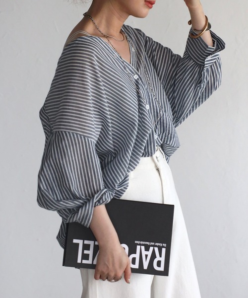 Fizz(フィズ)の「【Fizz/フィズ】 コットンボイル ストライプスキッパーブラウス(シャツ/ブラウス・レディース・ホワイト×ブルー/ネイビー×ホワイト/ホワイト×ネイビー・M)」の20枚目の写真