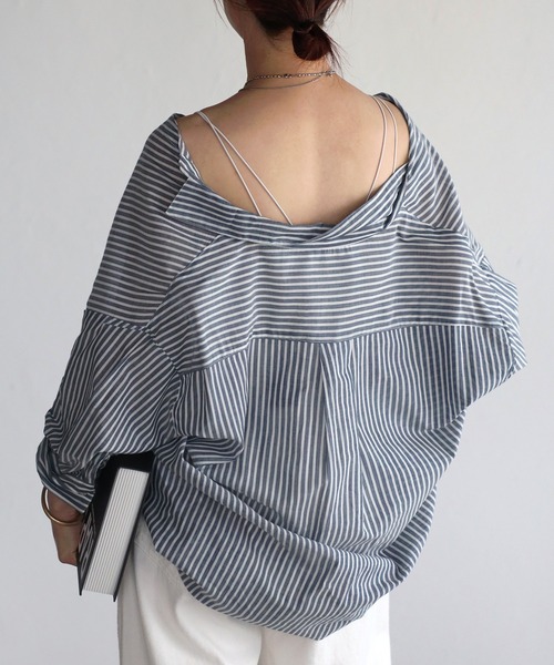 Fizz(フィズ)の「【Fizz/フィズ】 コットンボイル ストライプスキッパーブラウス(シャツ/ブラウス・レディース・ホワイト×ブルー/ネイビー×ホワイト/ホワイト×ネイビー・M)」の21枚目の写真