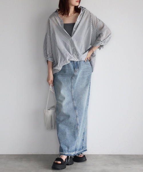 Fizz(フィズ)の「【Fizz/フィズ】 コットンボイル ストライプスキッパーブラウス(シャツ/ブラウス・レディース・ホワイト×ブルー/ネイビー×ホワイト/ホワイト×ネイビー・M)」の22枚目の写真