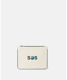 STELLA McCARTNEY | SOS Embroidered Zip Cardholder / SOS エンブロイダリ― ジップ カードホルダー(クラッチバッグ)