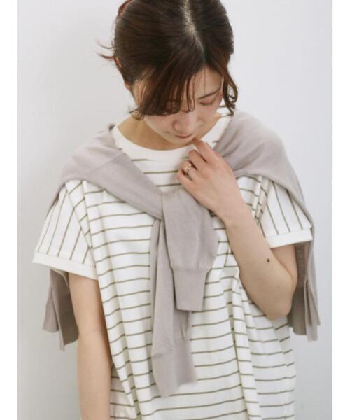 Samansa Mos2 blue(サマンサモスモスブルー)の「【USAコットン】アソートフレンチT(Tシャツ/カットソー・レディース・ベージュ/オフホワイト/グリーン/ブラック/ブルー・F)」の4枚目の写真