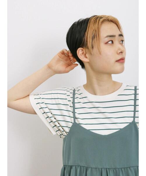 Samansa Mos2 blue(サマンサモスモスブルー)の「【USAコットン】アソートフレンチT(Tシャツ/カットソー・レディース・ベージュ/オフホワイト/グリーン/ブラック/ブルー・F)」の5枚目の写真