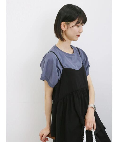 Samansa Mos2 blue(サマンサモスモスブルー)の「【USAコットン】アソートフレンチT(Tシャツ/カットソー・レディース・ベージュ/オフホワイト/グリーン/ブラック/ブルー・F)」の22枚目の写真