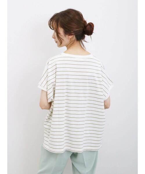 Samansa Mos2 blue(サマンサモスモスブルー)の「【USAコットン】アソートフレンチT(Tシャツ/カットソー・レディース・ベージュ/オフホワイト/グリーン/ブラック/ブルー・F)」の16枚目の写真