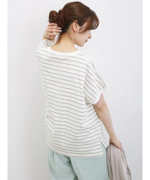 Samansa Mos2 blue(サマンサモスモスブルー)の「【USAコットン】アソートフレンチT(Tシャツ/カットソー・レディース・ベージュ/オフホワイト/グリーン/ブラック/ブルー・F)」の17枚目の写真