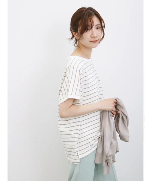 Samansa Mos2 blue(サマンサモスモスブルー)の「【USAコットン】アソートフレンチT(Tシャツ/カットソー・レディース・ベージュ/オフホワイト/グリーン/ブラック/ブルー・F)」の18枚目の写真