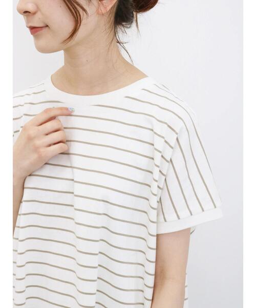 Samansa Mos2 blue(サマンサモスモスブルー)の「【USAコットン】アソートフレンチT(Tシャツ/カットソー・レディース・ベージュ/オフホワイト/グリーン/ブラック/ブルー・F)」の19枚目の写真