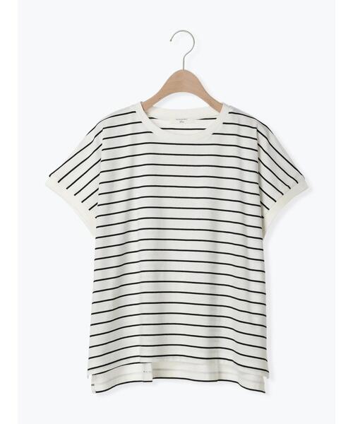 Samansa Mos2 blue(サマンサモスモスブルー)の「【USAコットン】アソートフレンチT(Tシャツ/カットソー・レディース・ベージュ/オフホワイト/グリーン/ブラック/ブルー・F)」の6枚目の写真