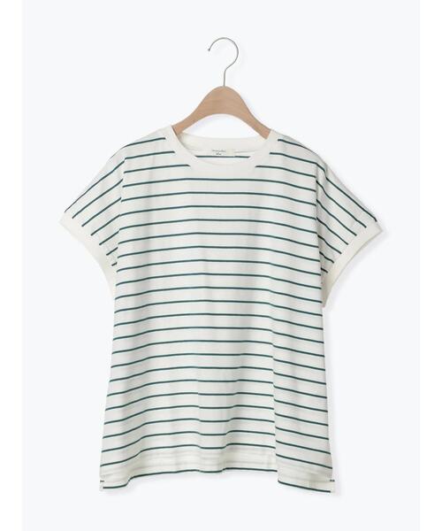 Samansa Mos2 blue(サマンサモスモスブルー)の「【USAコットン】アソートフレンチT(Tシャツ/カットソー・レディース・ベージュ/オフホワイト/グリーン/ブラック/ブルー・F)」の8枚目の写真