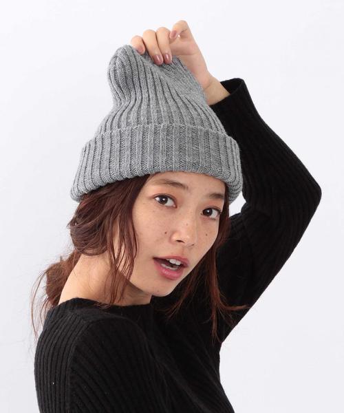 Another Edition（アナザーエディション）の「リブニットキャップ/AE RIB KNIT CAP◆（ニットキャップ/ビーニー・レディース・ブラック/グレー/ワインレッド/オリーブ/ダークグレー/ネイビー・フリー）」の3枚目の写真
