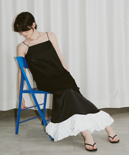 yae（ヤエ）の「Ballon hem satin dress / バルーンヘムサテン