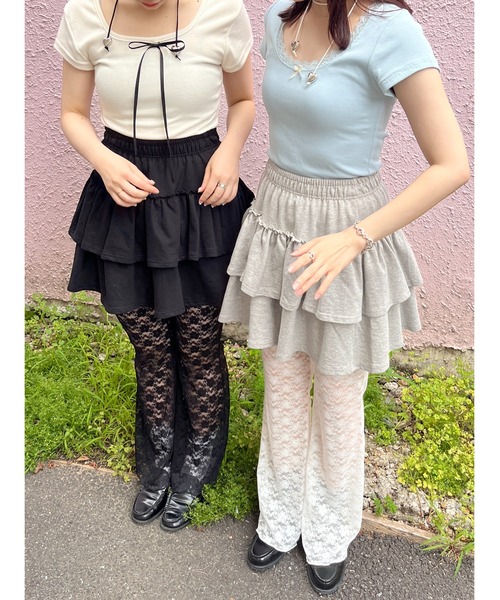 WC(ダブル シー)の「レースフレアパンツ(その他パンツ・レディース・ブラック/ホワイト・FREE)」の13枚目の写真