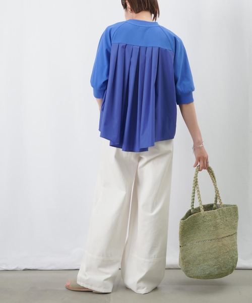 LUCA/LADY LUCK LUCA（ルカ/レディラックルカ）の「LC/LLL ドッキングタックラグランカットソー / 五分袖タックデザインプルオーバー（Tシャツ/カットソー・レディース・ブラック/ブルー/オフホワイト・FREE）」の9枚目の写真