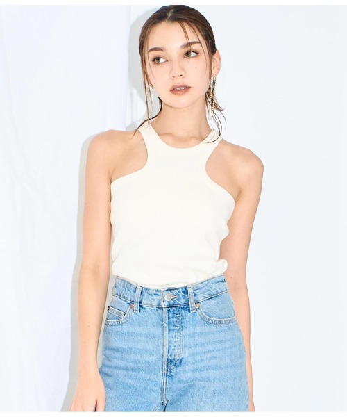 Settimissimo（セッティミッシモ）の「スムースデザインアメリカンスリーブタンクトップ（タンクトップ・レディース・モカ/ブラック/アイボリー・FREE）」の5枚目の写真