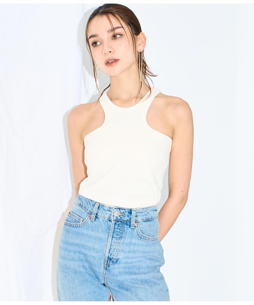 Settimissimo（セッティミッシモ）の「スムースデザインアメリカンスリーブタンクトップ（タンクトップ・レディース・モカ/ブラック/アイボリー・FREE）」の6枚目の写真