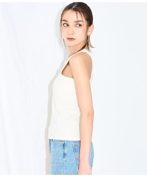 Settimissimo（セッティミッシモ）の「スムースデザインアメリカンスリーブタンクトップ（タンクトップ・レディース・モカ/ブラック/アイボリー・FREE）」の7枚目の写真