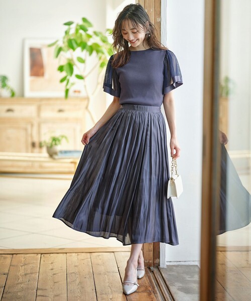 ANY SIS（エニィスィス）の「【洗える】チュールスリーブ ニット（ニット/セーター・レディース・ダルブルー系/ブラック系・2）」の3枚目の写真